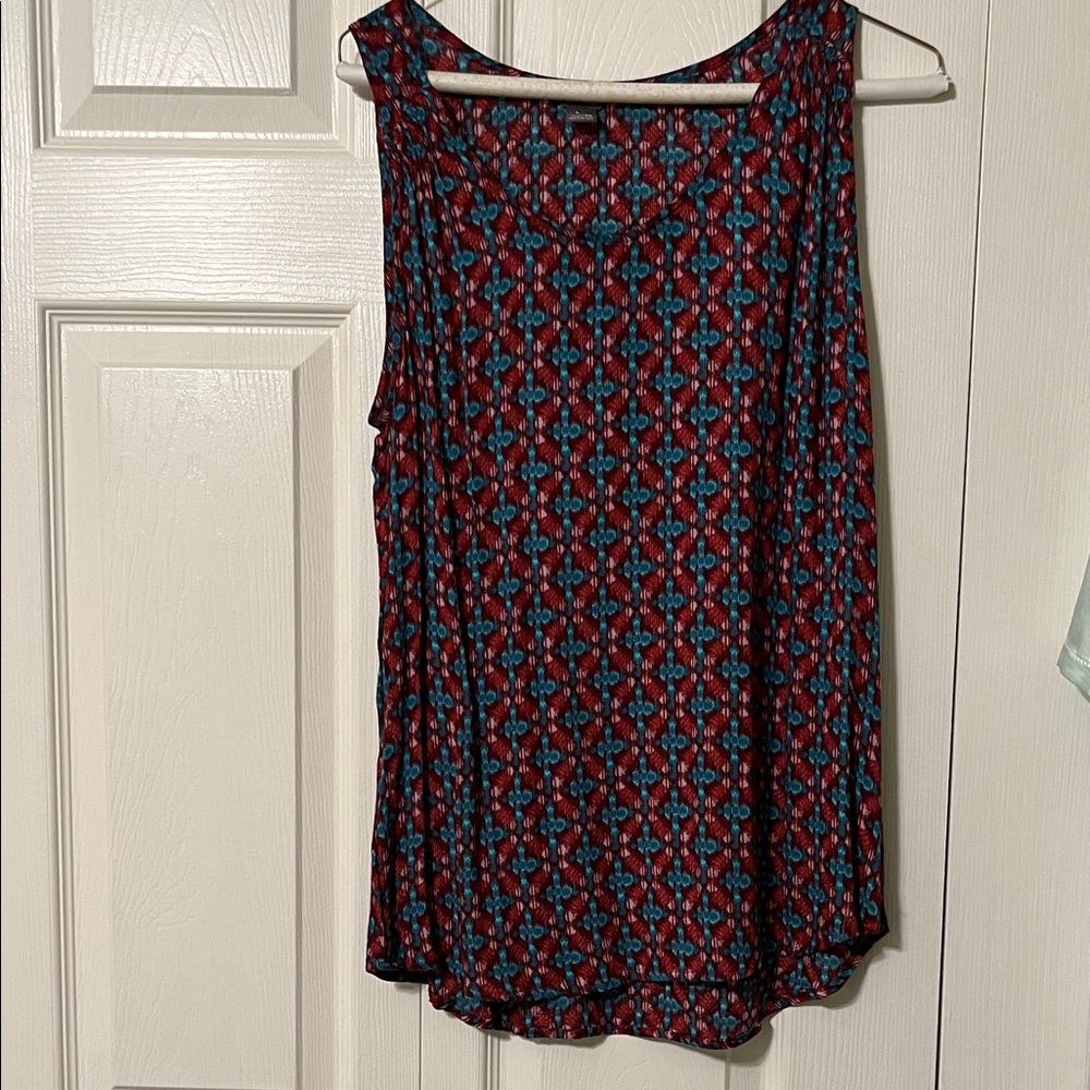 Sleeveless Patterned Top - Red and Blue